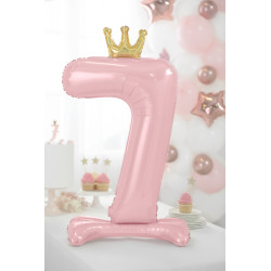 Stojący balon foliowy cyfra "7" , 84 cm, jasny różowy
