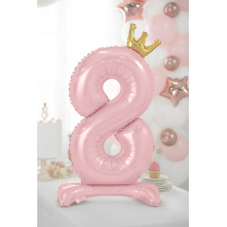 Stojący balon foliowy cyfra "8" , 84 cm, jasny różowy