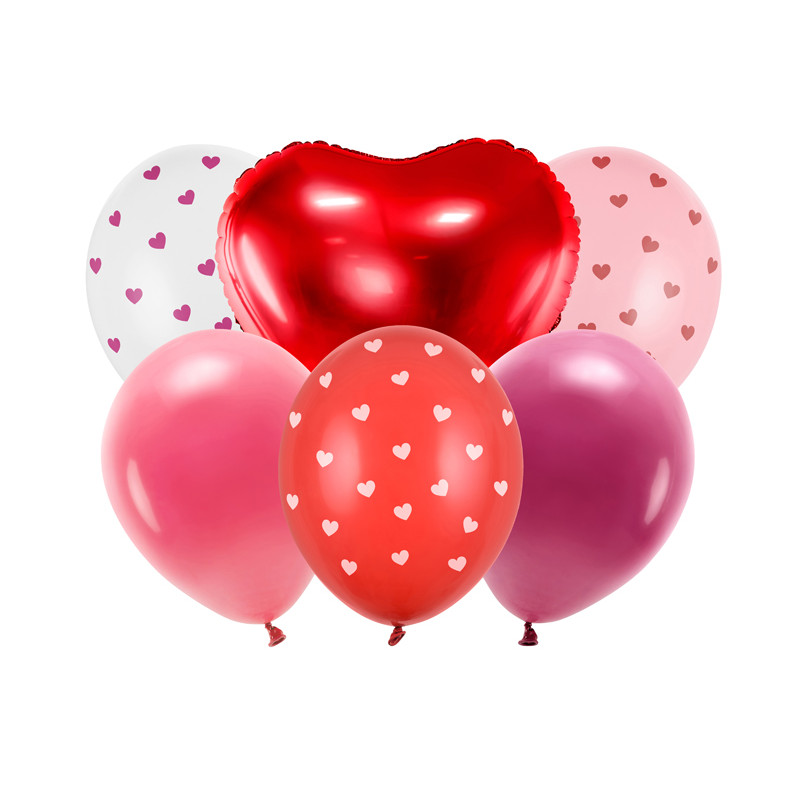 Zestaw balonów Be mine valentine, mix (1 op. / 6 szt.)