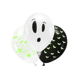 Balony UV 27cm, BOO!, mix (1 op. / 3 szt.)