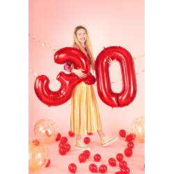 Balon foliowy Cyfra ''0'', 86cm, czerwony