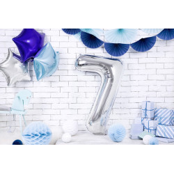 Balon foliowy Cyfra ''7'', 86cm, srebrny