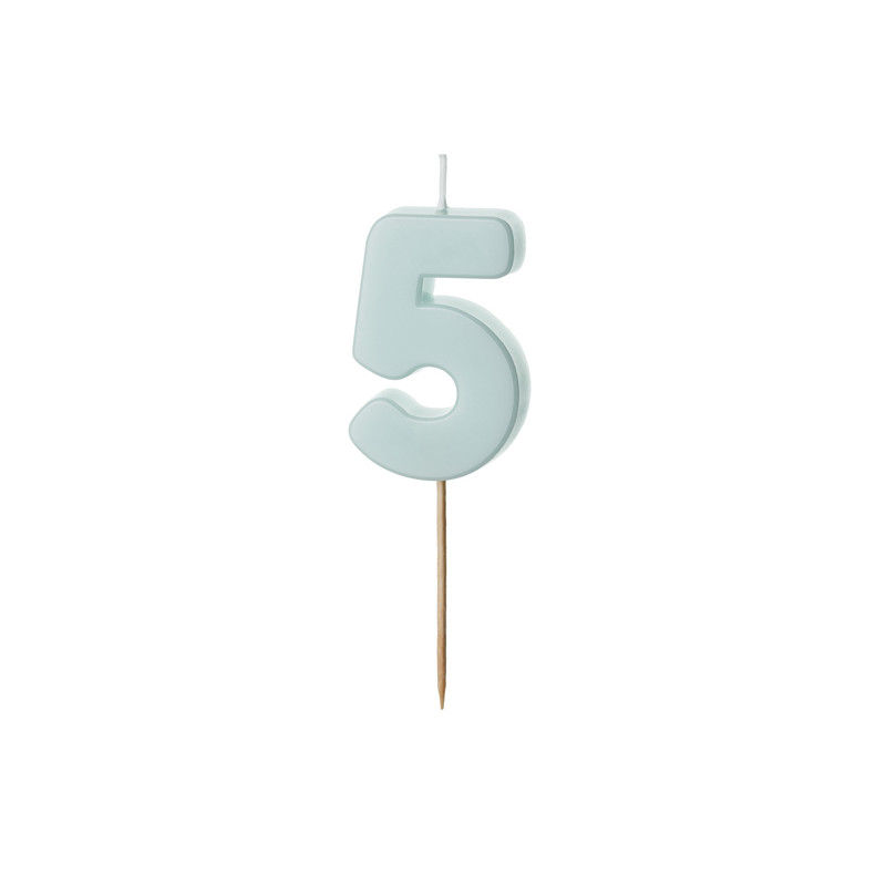 Świeczka urodzinowa Cyferka 5, jasny niebieski, 5.5 cm