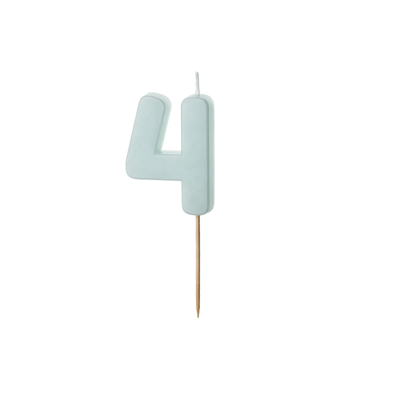 Świeczka urodzinowa Cyferka 4, jasny niebieski, 5.5 cm