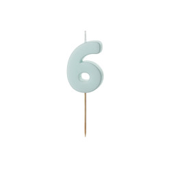 Świeczka urodzinowa Cyferka 6, jasny niebieski, 5.5 cm