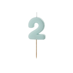 Świeczka urodzinowa Cyferka 2, jasny niebieski, 5.5 cm