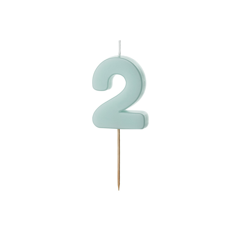 Świeczka urodzinowa Cyferka 2, jasny niebieski, 5.5 cm