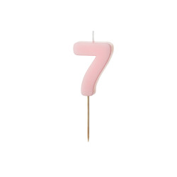 Świeczka urodzinowa Cyferka 7, jasny różowy, 5.5 cm