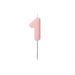 Świeczka urodzinowa Cyferka 1, jasny różowy, 5.5 cm