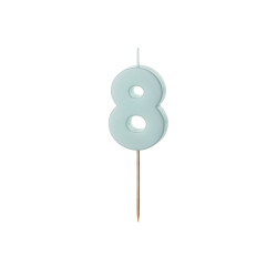 Świeczka urodzinowa Cyferka 8, jasny niebieski, 5.5 cm