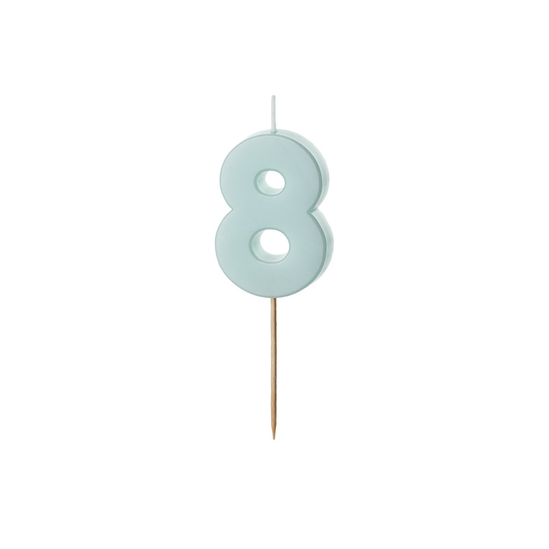 Świeczka urodzinowa Cyferka 8, jasny niebieski, 5.5 cm