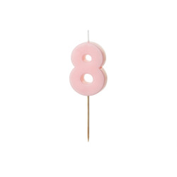 Świeczka urodzinowa Cyferka 8, jasny różowy, 5.5 cm