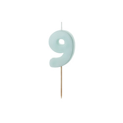 Świeczka urodzinowa Cyferka 9, jasny niebieski, 5.5 cm