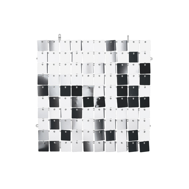 Panel cekinowy, kwadraty, srebrny, 30x30 cm