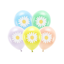 Balony Eco 30 cm, Stokrotki, mix (1 op. / 5 szt.)