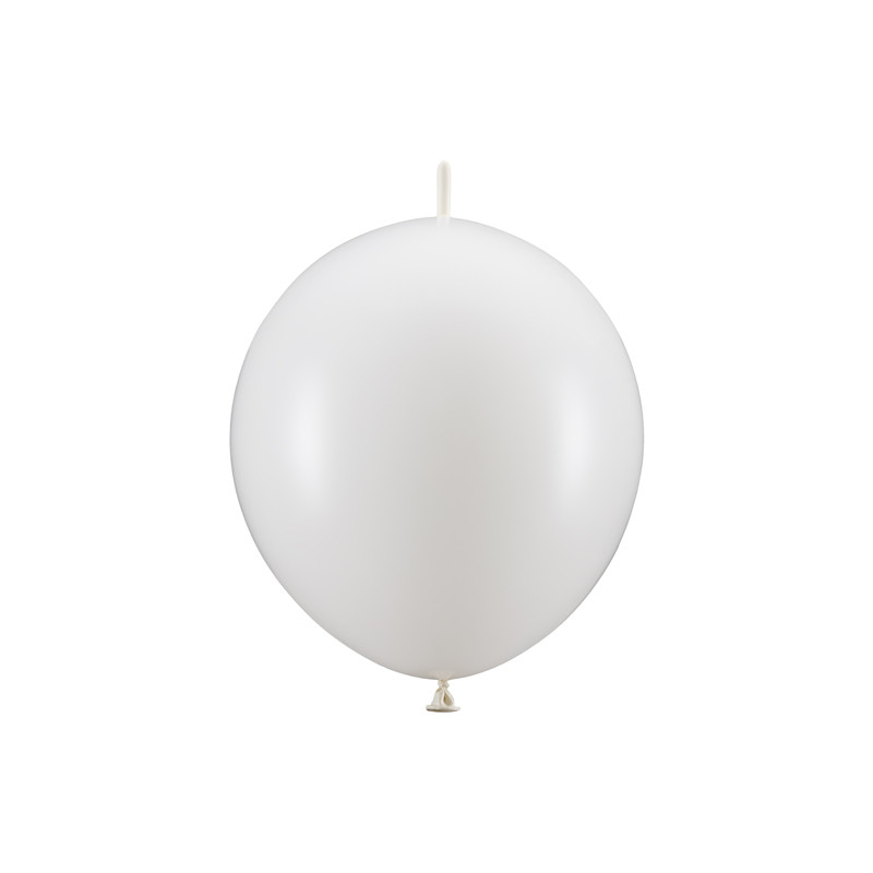 Balony z łącznikiem, 28 cm, Metallic Pure White (1 op. / 20 szt.)