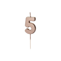 Świeczka urodzinowa Cyferka 5, różowe złoto, 4.5cm