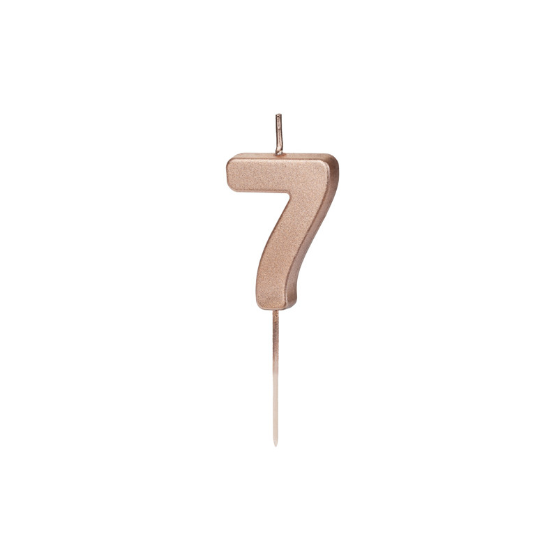 Świeczka urodzinowa Cyferka 7, różowe złoto, 4.5cm