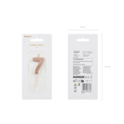 Świeczka urodzinowa Cyferka 7, różowe złoto, 4.5cm
