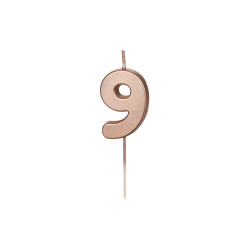 Świeczka urodzinowa Cyferka 9, różowe złoto, 4.5cm