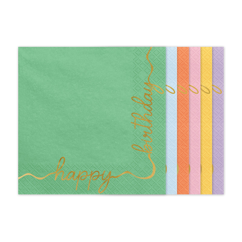 Serwetki Happy Birthday, mix, 33x33 cm (1 op. / 12 szt.)