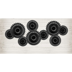 Rozety dekoracyjne, czarny, 20-30cm (1 op. / 3 szt.)