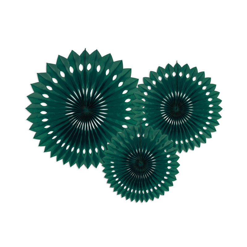 Rozety dekoracyjne, ciemny zielony, 20-30cm (1 op. / 3 szt.)