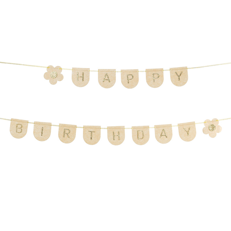 Baner filcowy Happy Birthday Girl, różowy, 3m