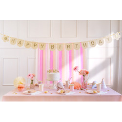 Baner filcowy Happy Birthday Girl, różowy, 3m