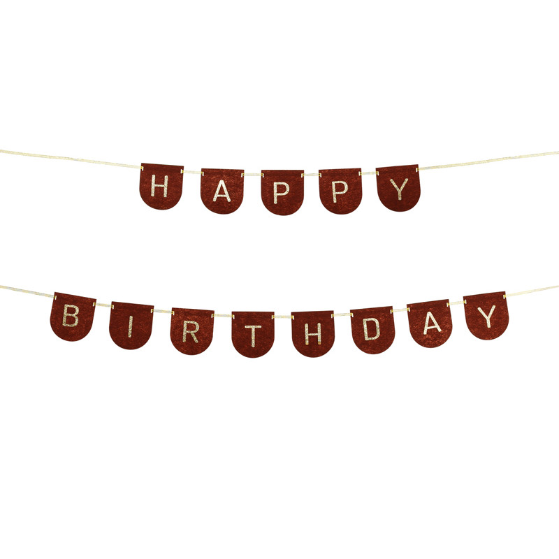 Baner filcowy Happy Birthday Boy, brązowy, 3m