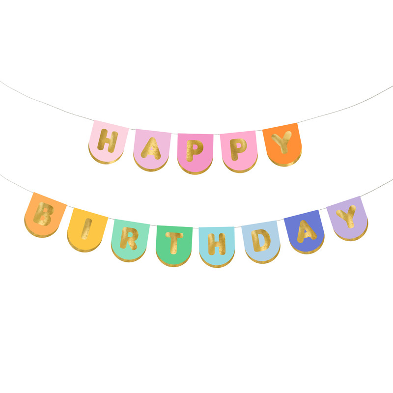 Baner papierowy Happy Birthday, mix, 163x12 cm