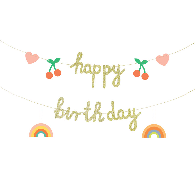 Baner papierowy Happy Birthday, mix, 100x18 cm