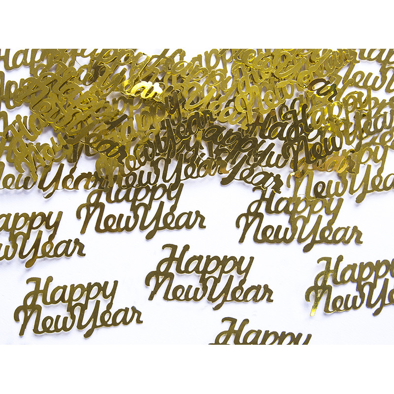 Konfetti Happy New Year, złoty, 4 x 2cm, 3g