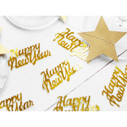 Konfetti Happy New Year, złoty, 4 x 2cm, 3g