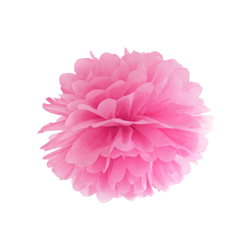 Pompon bibułowy, różowy, 35cm