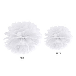 Pompon bibułowy, biały, 35cm