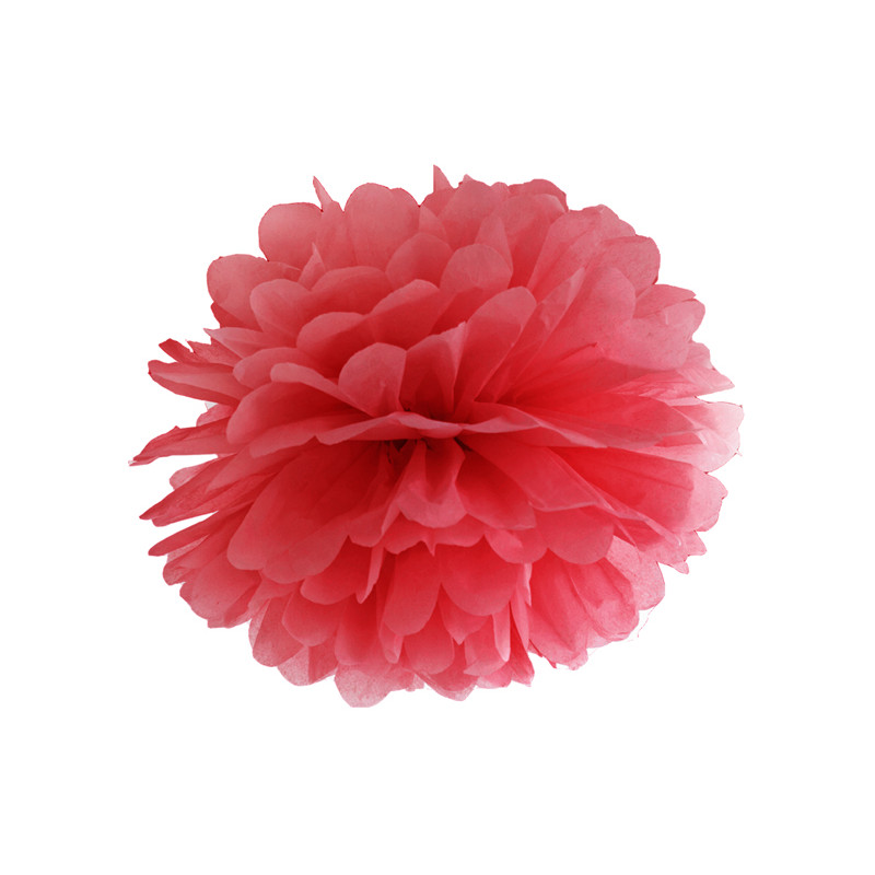 Pompon bibułowy, czerwony, 25cm