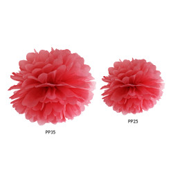 Pompon bibułowy, czerwony, 25cm