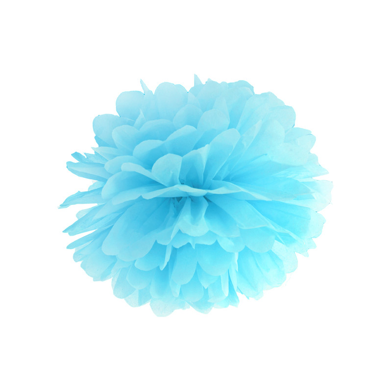 Pompon bibułowy, błękit, 25cm
