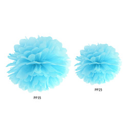 Pompon bibułowy, błękit, 25cm