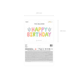 Balon foliowy Happy Birthday, 395x35cm, mix