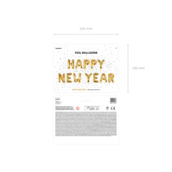 Balon foliowy Happy New Year, 422x46 cm, złoty