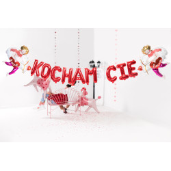 Balon foliowy Kocham Cię, 285x40 cm, czerwony