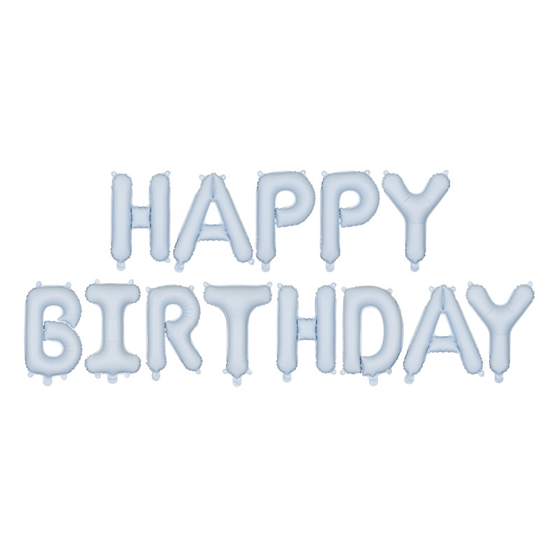 Balon foliowy Happy Birthday, 340x35cm, niebieski