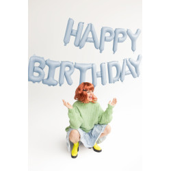 Balon foliowy Happy Birthday, 340x35cm, niebieski