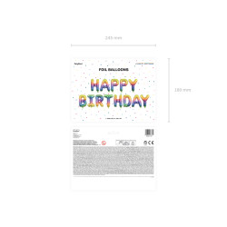 Balon foliowy Happy Birthday, 340x35cm, tęczowy