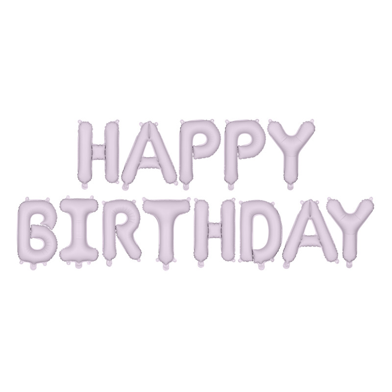 Balon foliowy Happy Birthday, 340x35cm, fiolet