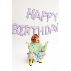 Balon foliowy Happy Birthday, 340x35cm, fiolet