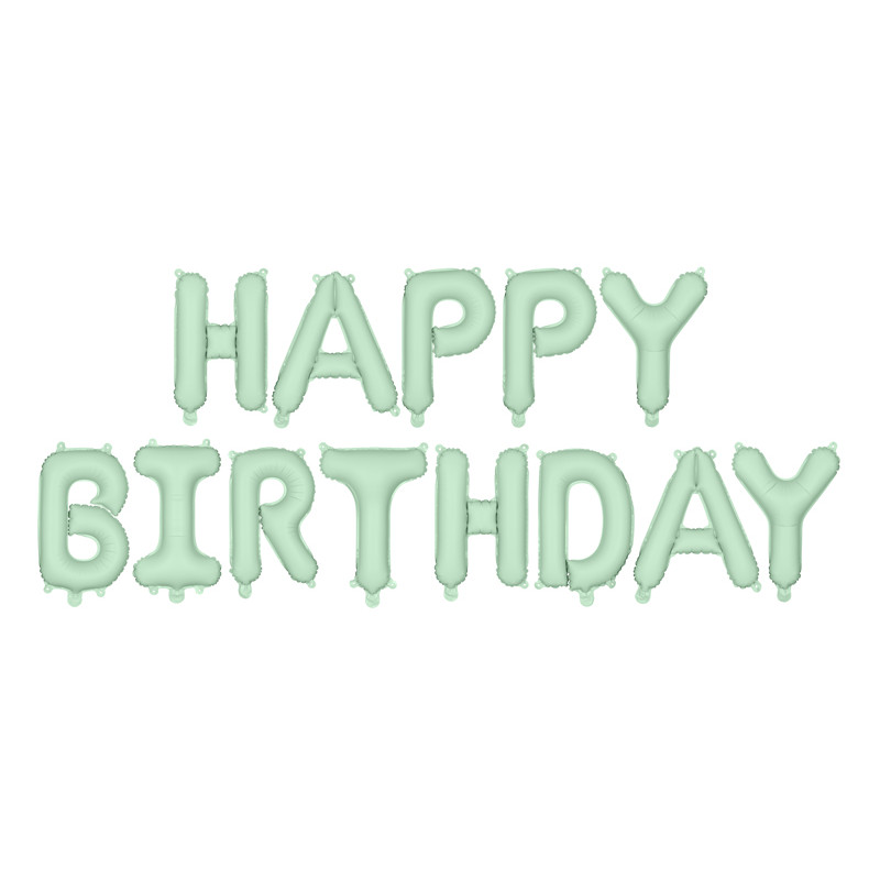 Balon foliowy Happy Birthday, 340x35cm, zieleń