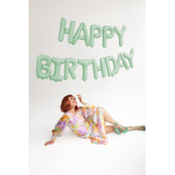Balon foliowy Happy Birthday, 340x35cm, zieleń